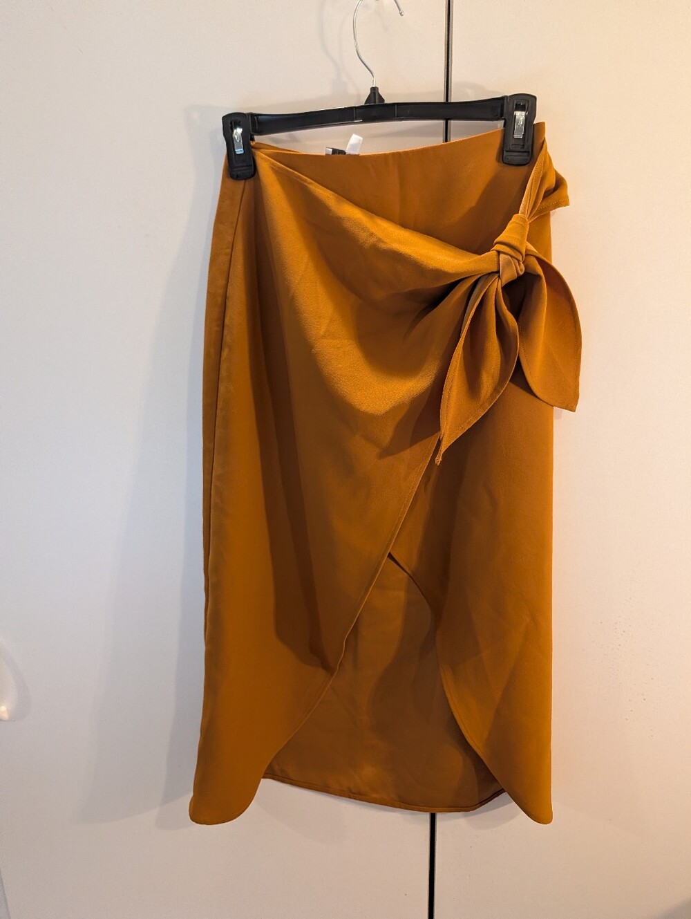 Paris Atelier & Other Stories Mustard Wrap Midi Skirt w/ Knot Detail Size 0 NWT